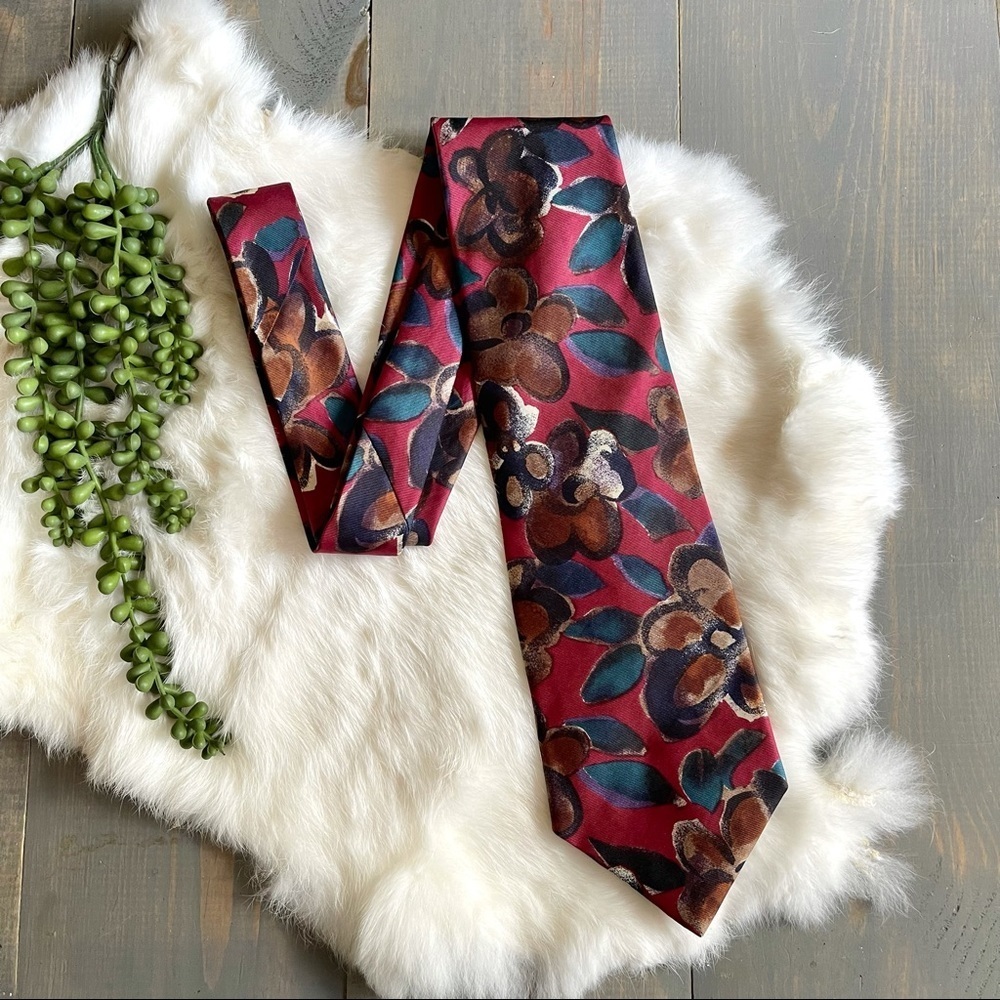 Vintage J.T. Beckett Silk Tie Necktie Multicolored Floral Print